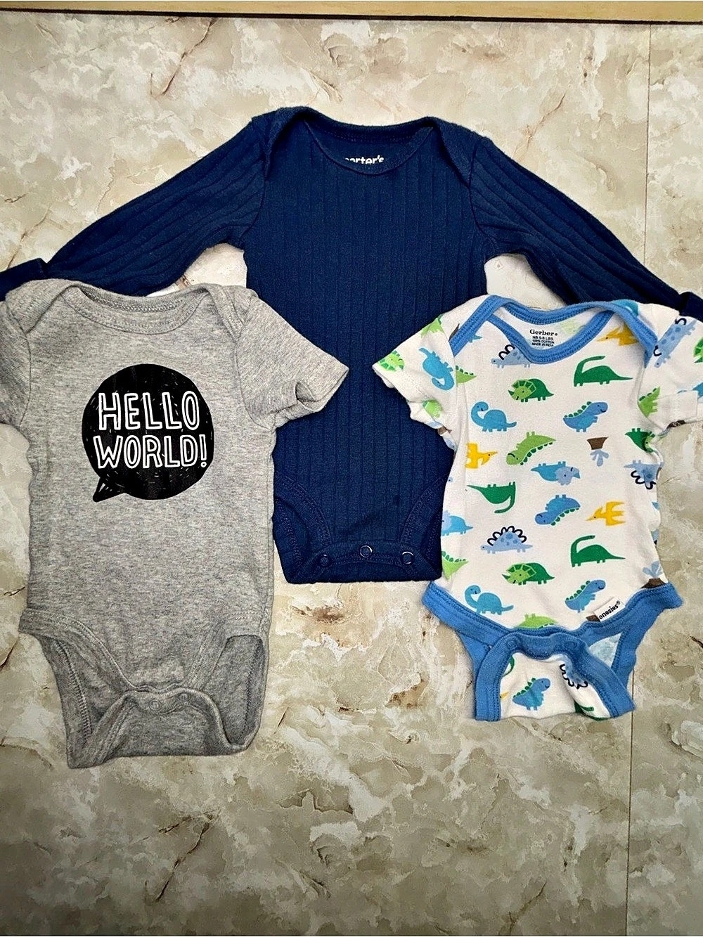 Carter's 3-Piece Baby Bodysuit Set Blue & Gray